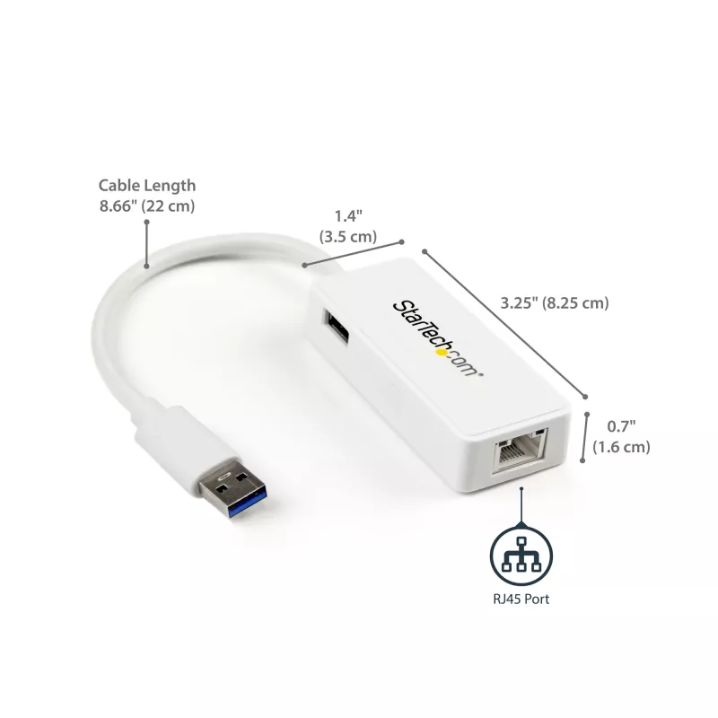 StarTech.com adattatore di rete USB 3.0 a Gigabit Ethernet NIC con porta USB – bianco