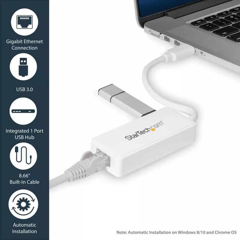 StarTech.com adattatore di rete USB 3.0 a Gigabit Ethernet NIC con porta USB – bianco