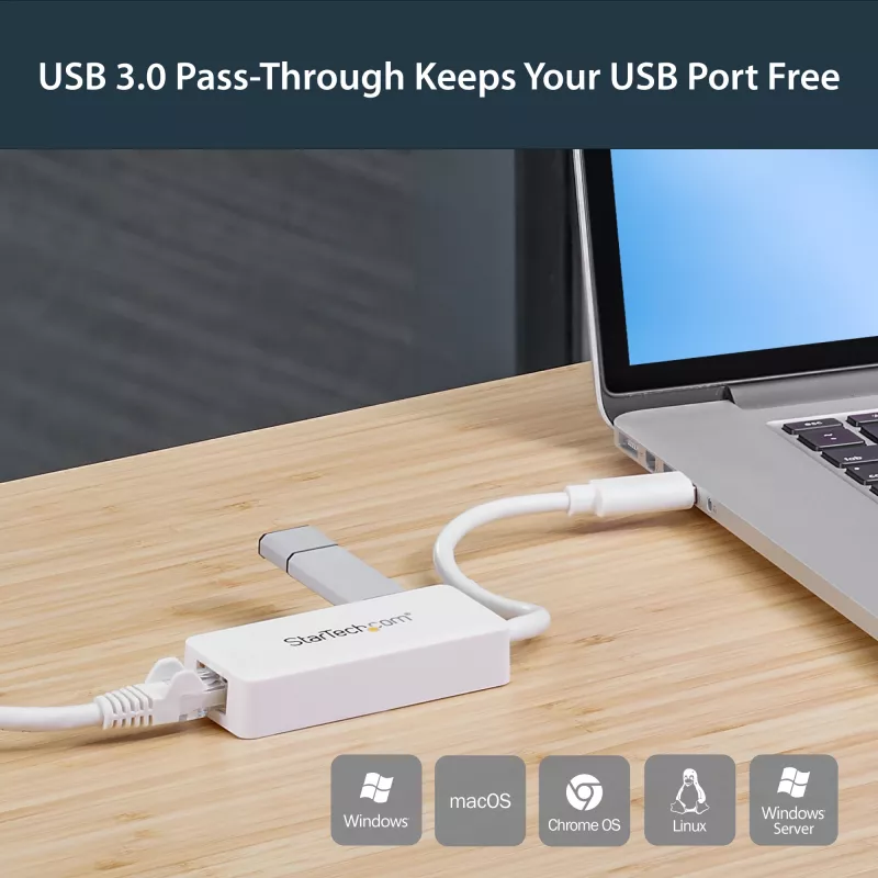 StarTech.com adattatore di rete USB 3.0 a Gigabit Ethernet NIC con porta USB – bianco