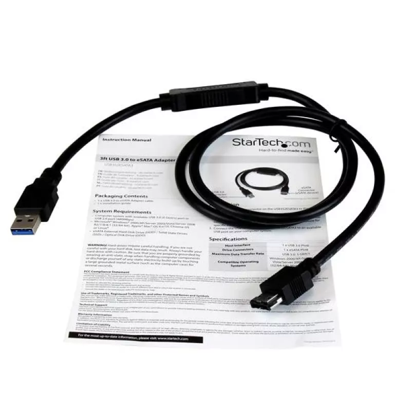 StarTech.com cavo adattatore USB 3.0 a eSATA per HDD / SSD / ODD – cavo adattatore eSATA per hard disk a USB 3.0 da 0,9 m – SATA 6 Gbit/s