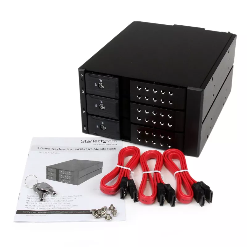 StarTech.com Backplane mobile trayless hot-swap in alluminio a 3 vani per SAS II/SATA III da 3,5 pollici – HDD 6 Gbps