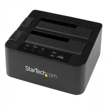 StarTech.com Duplicatore di dischi dual bay, clonatore/copiatore standalone USB 3.0 (5 Gbit/s) / eSATA a SATA III HDD/SSD da 2,5/3,5 pollici, docking station per disco fisso, clonatore di dischi