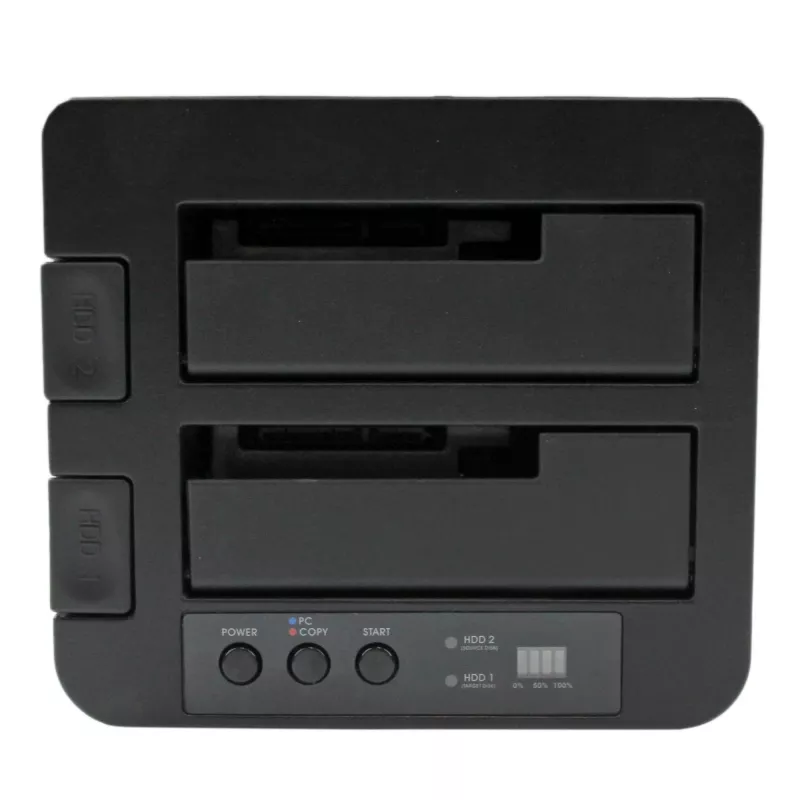 StarTech.com Duplicatore di dischi dual bay, clonatore/copiatore standalone USB 3.0 (5 Gbit/s) / eSATA a SATA III HDD/SSD da 2,5/3,5 pollici, docking station per disco fisso, clonatore di dischi