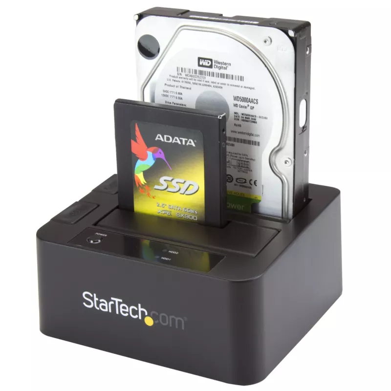 StarTech.com Docking station per disco fisso dual-bay USB 3.0 / eSATA a SATA, dock per disco fisso USB, docking station esterna per SSD/HDD SATA I/II/III da 2,5/3,5