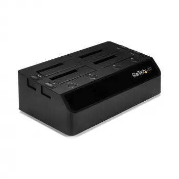 StarTech.com Docking station per disco fisso USB 3.0 SATA a 4 vani, dock per disco fisso USB, docking station esterna per SSD/HDD SATA III da 2,5/3,5 pollici, vano disco hot-swap, caricamento dall'alto