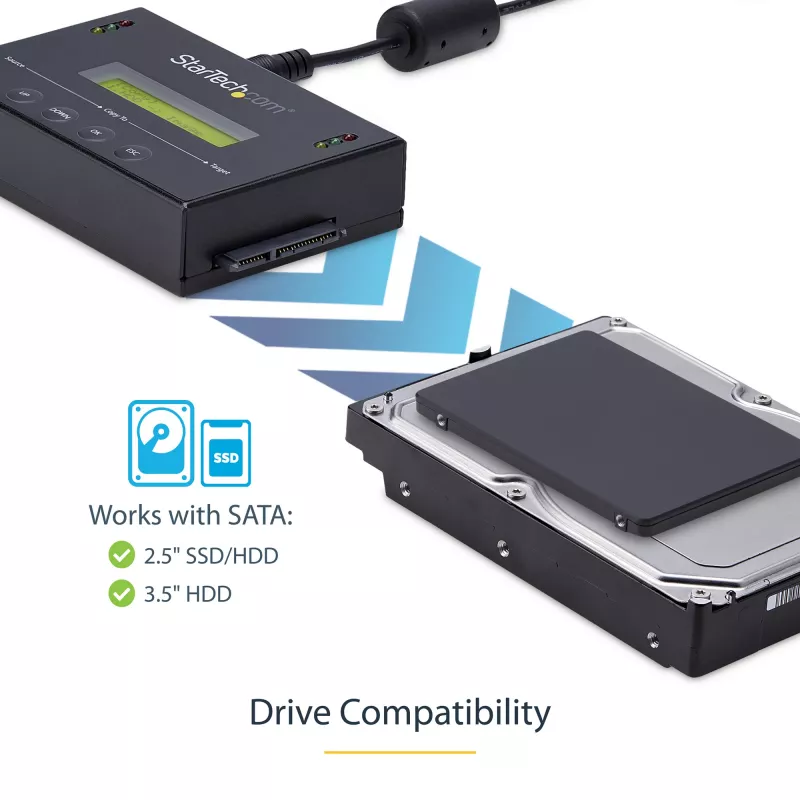 StarTech.com Duplicatore di dischi standalone 1:1 con Disk Image Manager per backup e ripristino, memorizza più immagini disco su un'unità SATA da 2,5/3,5 pollici, clonatore HDD/SSD, nessun PC necessario