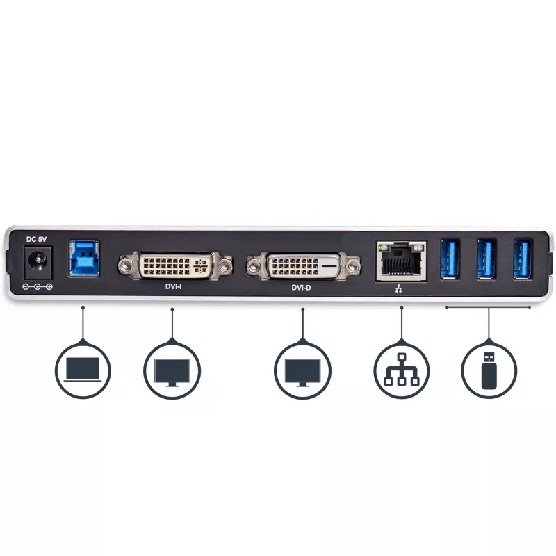 StarTech.com Docking station USB 3.0 dual-monitor con DVI e supporto verticale