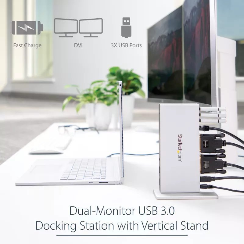 StarTech.com Docking station USB 3.0 dual-monitor con DVI e supporto verticale