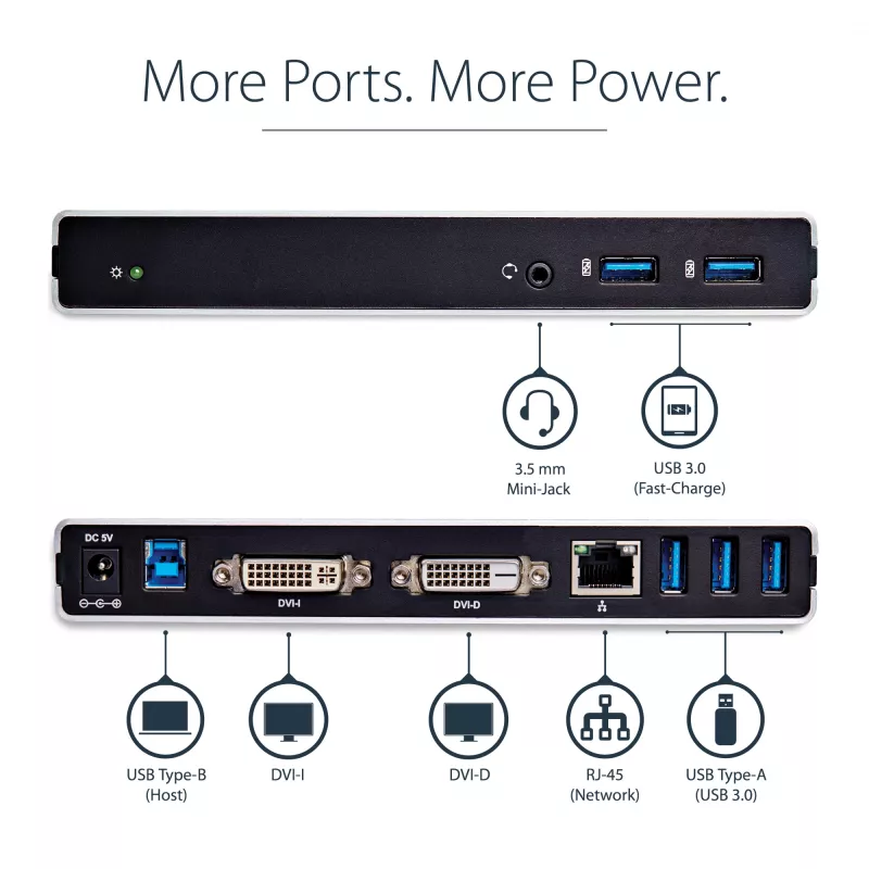 StarTech.com Docking station USB 3.0 dual-monitor con DVI e supporto verticale
