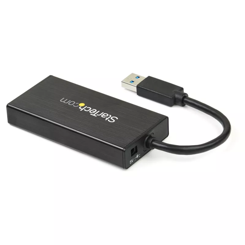 StarTech.com Hub USB 3.0 portatile a 3 porte con Gigabit Ethernet - Alluminio con cavo integrato~Hub USB 3.0 portatile a 3 porte con Gigabit Ethernet - 5 Gbit/s - Alluminio con cavo integrato