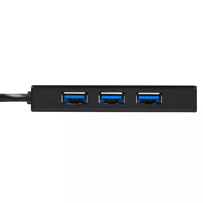 StarTech.com Hub USB 3.0 portatile a 3 porte con Gigabit Ethernet - Alluminio con cavo integrato~Hub USB 3.0 portatile a 3 porte con Gigabit Ethernet - 5 Gbit/s - Alluminio con cavo integrato