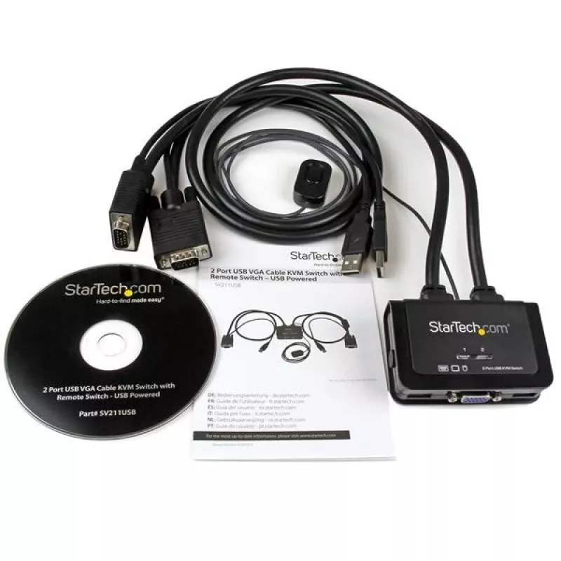 StarTech.com Switch KVM a cavo USB VGA a 2 porte – alimentato via USB con commutatore remoto