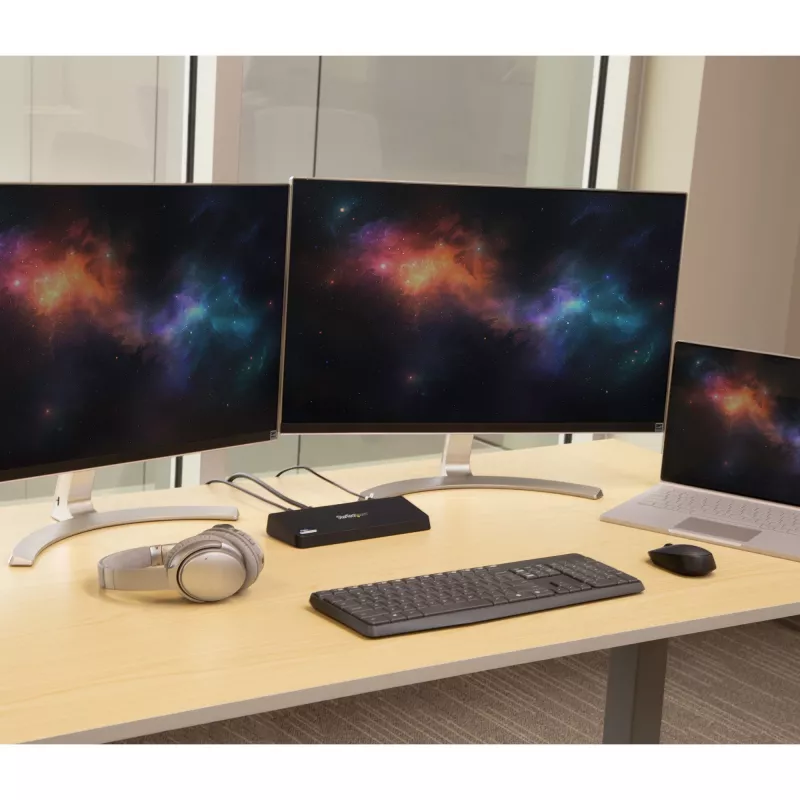StarTech.com Docking station USB 3.0 dual-monitor con HDMI e DisplayPort 4K – USB 3.0 a 4x USB-A, Ethernet, HDMI e DP – Docking station universale per laptop USB Type-A per Mac e Windows