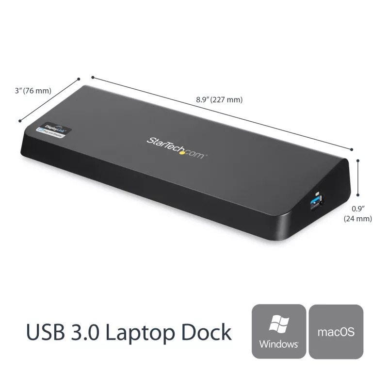 StarTech.com Docking station USB 3.0 dual-monitor con HDMI e DisplayPort 4K – USB 3.0 a 4x USB-A, Ethernet, HDMI e DP – Docking station universale per laptop USB Type-A per Mac e Windows
