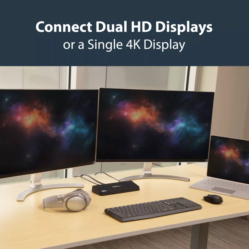 StarTech.com Docking station USB 3.0 dual-monitor con HDMI e DisplayPort 4K – USB 3.0 a 4x USB-A, Ethernet, HDMI e DP – Docking station universale per laptop USB Type-A per Mac e Windows