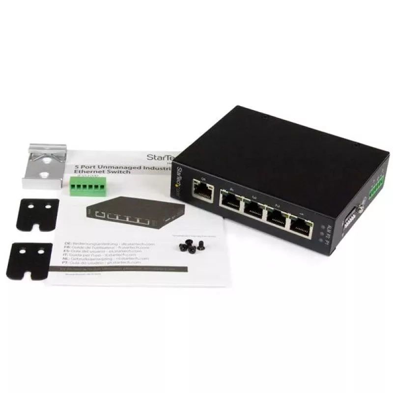 StarTech.com Switch Ethernet Gigabit industriale unmanaged a 5 porte – guida DIN / montaggio a parete
