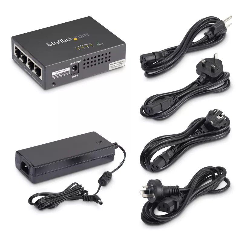 StarTech.com Midspan Gigabit a 4 porte – Iniettore PoE+ – 802.3at/af
