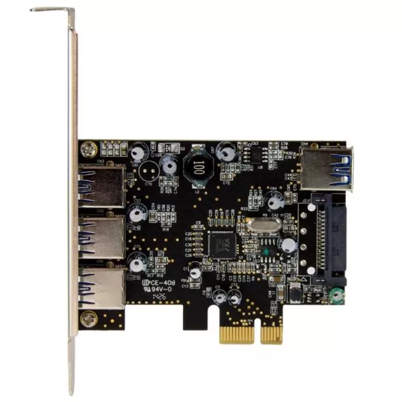 StarTech.com scheda PCI Express USB 3.0 a 4 porte, PCIe, USB 3.2 Gen 1 (3.1 Gen 1), full-height / low-profile, PCI 2.0, nero, acciaio inox, 3 m