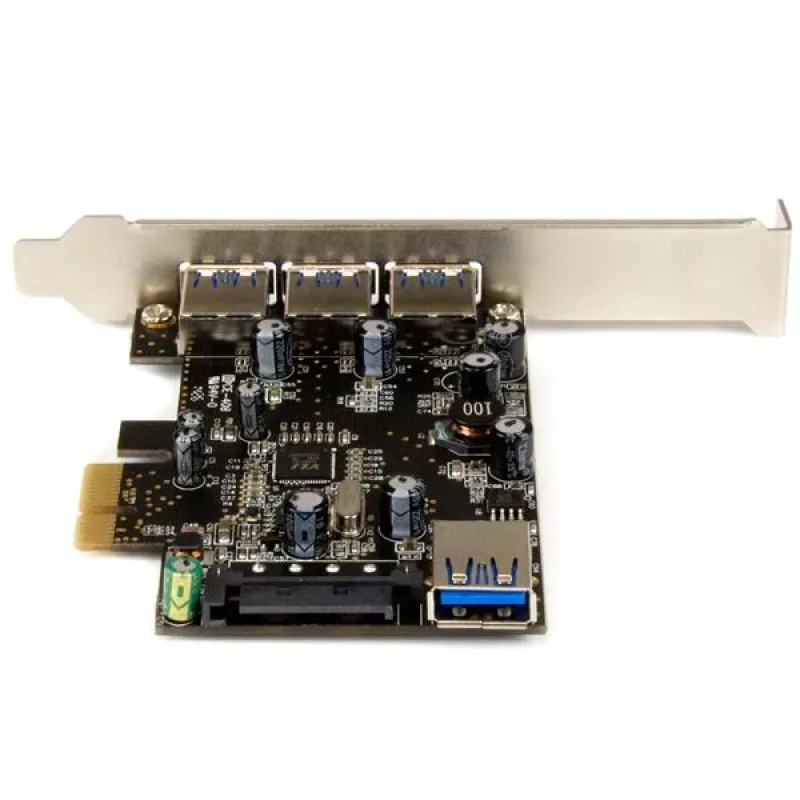 StarTech.com scheda PCI Express USB 3.0 a 4 porte, PCIe, USB 3.2 Gen 1 (3.1 Gen 1), full-height / low-profile, PCI 2.0, nero, acciaio inox, 3 m