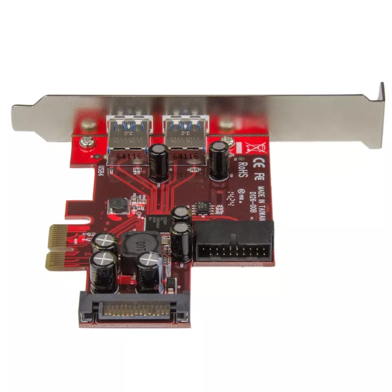 StarTech.com scheda PCI Express USB 3.0 a 4 porte – 2 esterne e 2 interne – alimentazione SATA – supporto UASP – 2 header interni (IDC) stile motherboard
