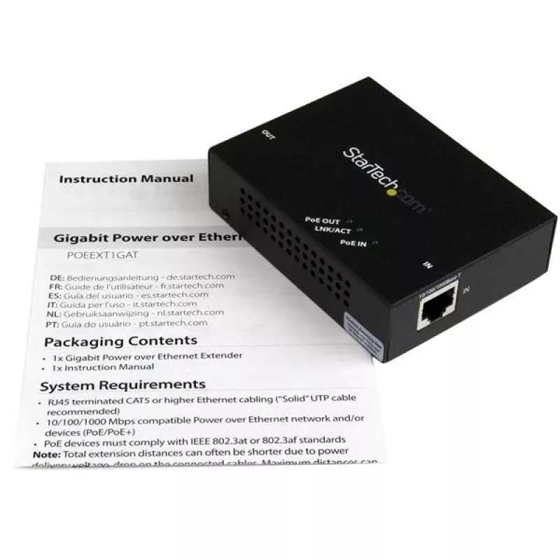 StarTech.com extender Gigabit PoE+ a 1 porta – 802.3at e 802.3af – 100 m