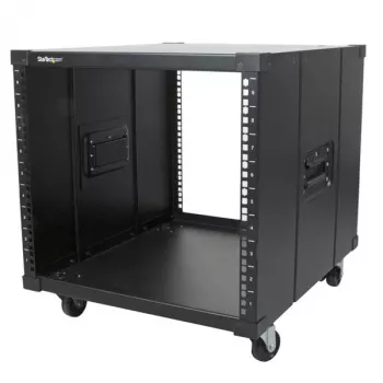 StarTech.com rack server aperto mobile a 4 montanti 9U, rack di rete a quattro montanti con ruote, rack a rulli 19