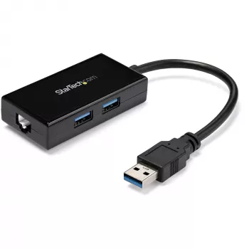StarTech.com Adattatore USB-Ethernet, convertitore LAN USB 3.0 a 10/100/1000 Gigabit Ethernet per laptop, cavo fisso da 11,8 inch/30 cm, adattatore USB-RJ45, adattatore NIC, adattatore di rete USB