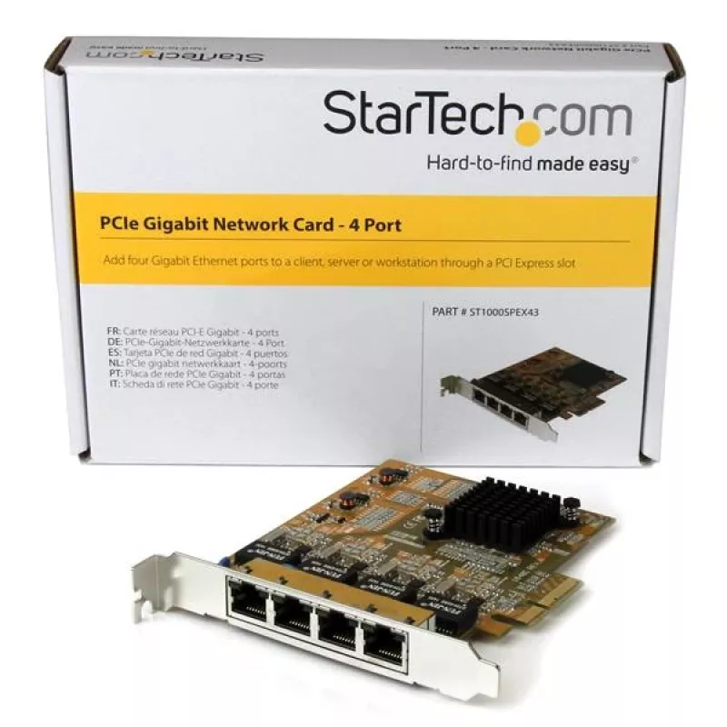 StarTech.com Scheda di rete PCIe Gigabit a 4 porte, interna, cablata, PCI Express, Ethernet, 2000 Mbit/s