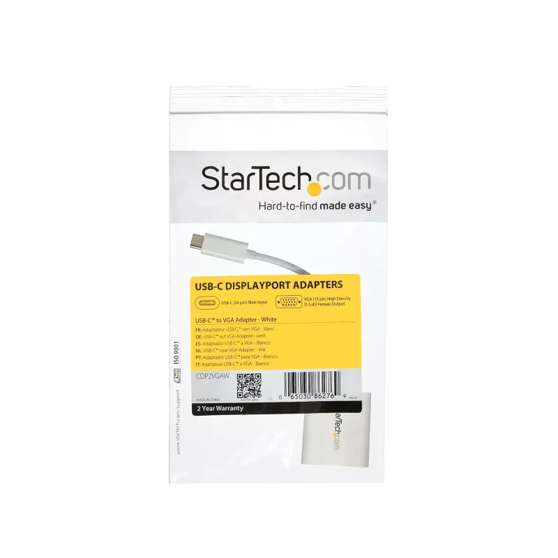 StarTech.com Adattatore USB-C a VGA - bianco, 3.2 Gen 1 (3.1 Gen 1), USB Type-C, uscita VGA (D-Sub), 1920 x 1200 pixel