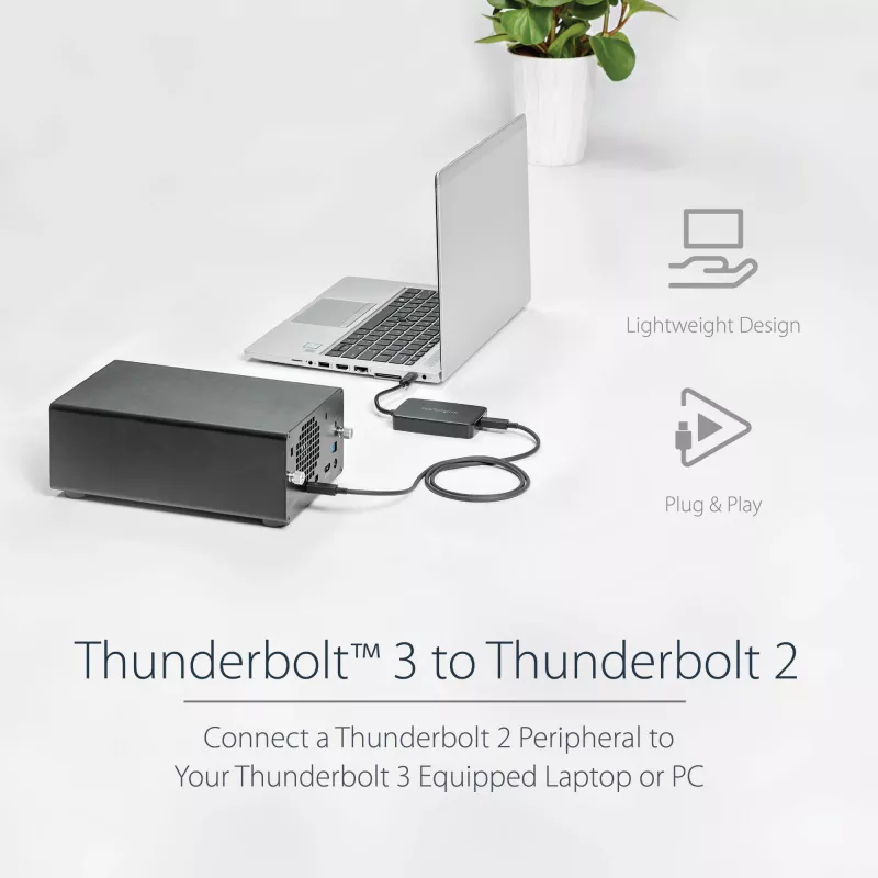 StarTech.com Adattatore Thunderbolt 3 a Thunderbolt 2 – Laptop TB3 a display e dispositivi TB2 – Convertitore Thunderbolt 2 20 Gbit/s o Thunderbolt 1 10 Gbit/s – certificato Thunderbolt 3 – Windows/Mac