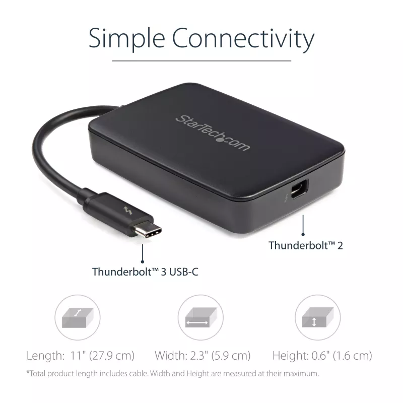 StarTech.com Adattatore Thunderbolt 3 a Thunderbolt 2 – Laptop TB3 a display e dispositivi TB2 – Convertitore Thunderbolt 2 20 Gbit/s o Thunderbolt 1 10 Gbit/s – certificato Thunderbolt 3 – Windows/Mac