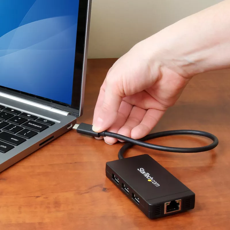 StarTech.com Hub USB 3.0 a 3 porte più Gigabit Ethernet - USB-C - incl. alimentatore