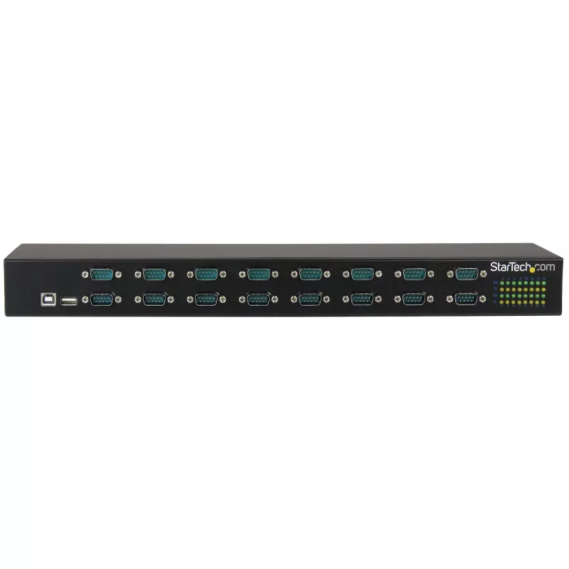 StarTech.com Hub adattatore USB-seriale a 16 porte, USB 2.0 Type-B, seriale, 480 Mbit/s, nero, acciaio, 36 W