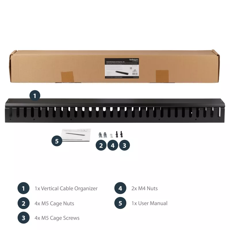 StarTech.com Gestore cavi verticale con canaline a dita – 0U – 3 ft.