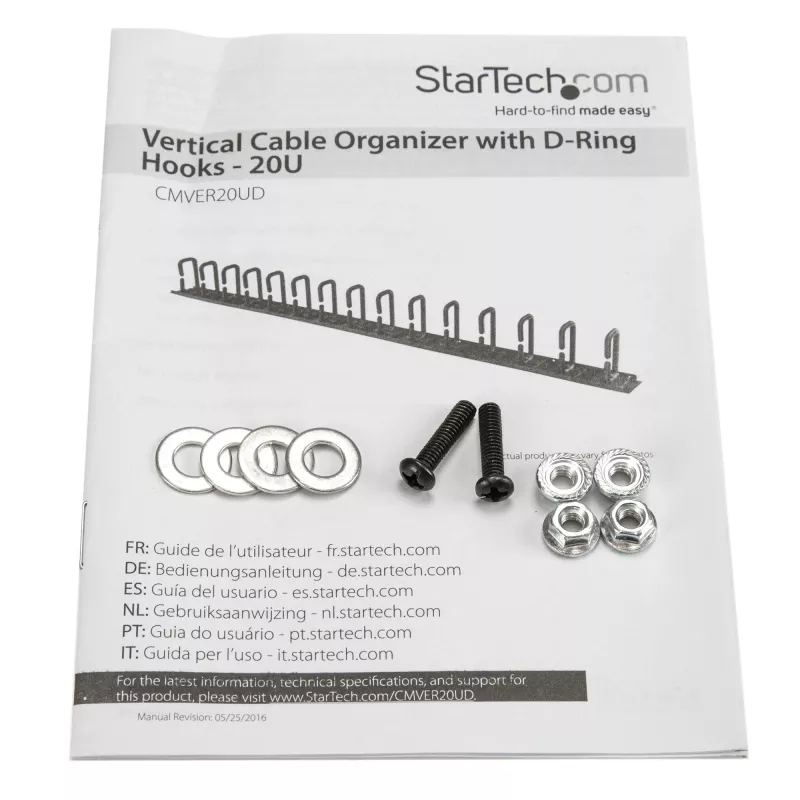 StarTech.com Organizer cavi verticale con ganci a D – 0U – 2,8 piedi