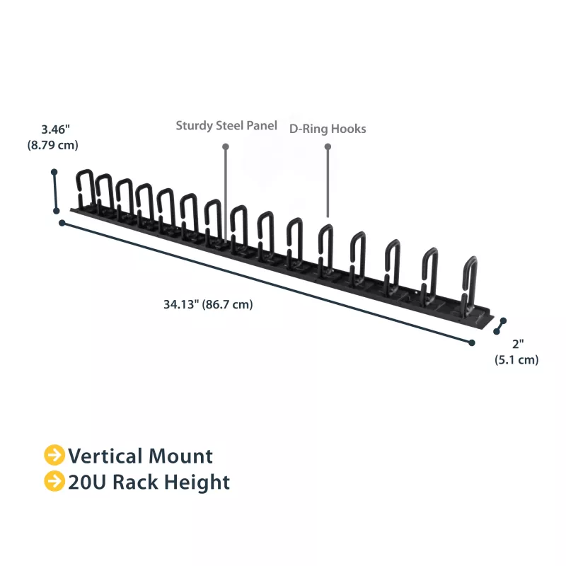 StarTech.com Organizer cavi verticale con ganci a D – 0U – 2,8 piedi