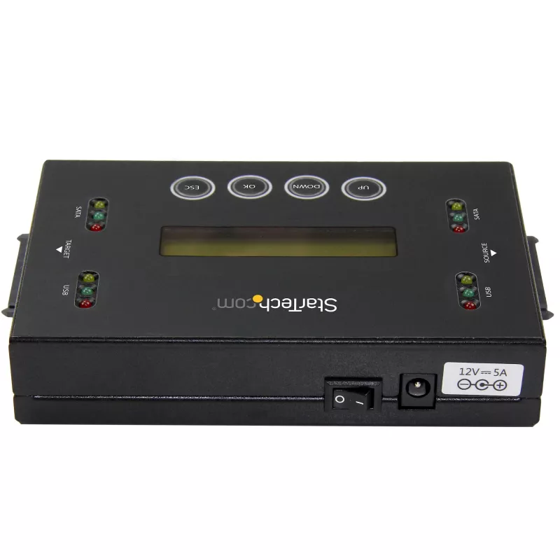 StarTech.com Duplicatore e cancellatore di dischi fissi standalone 1:1, clonatore e cancellatore di dischi USB thumb drive e SATA HDD/SSD, display LCD, conforme TAA, indipendente dal sistema operativo