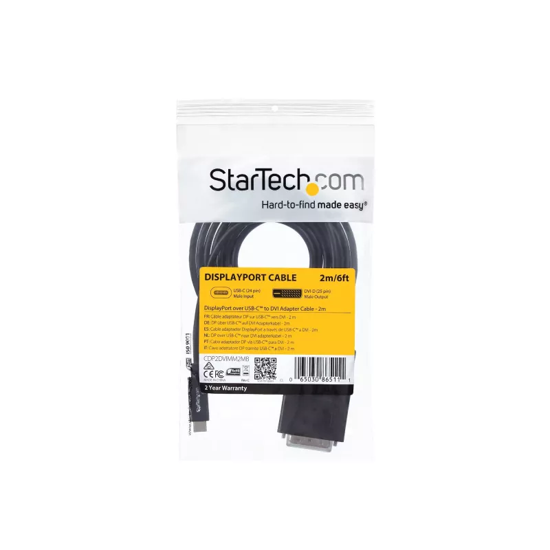 StarTech.com Cavo USB-C a DVI da 2 m – 1920 x 1200 – nero
