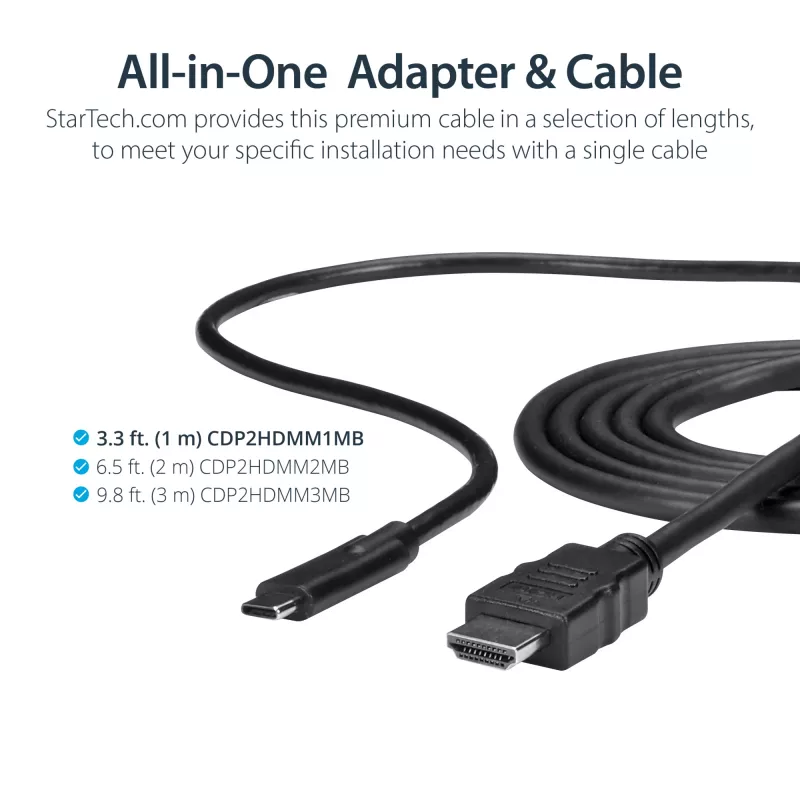 StarTech.com Cavo USB-C a HDMI da 0,91 m (3 ft) – 4K 30 Hz convertitore video USB Type-C a HDMI – cavo adattatore monitor USB-C DP Alt Mode a HDMI – compatibile Thunderbolt