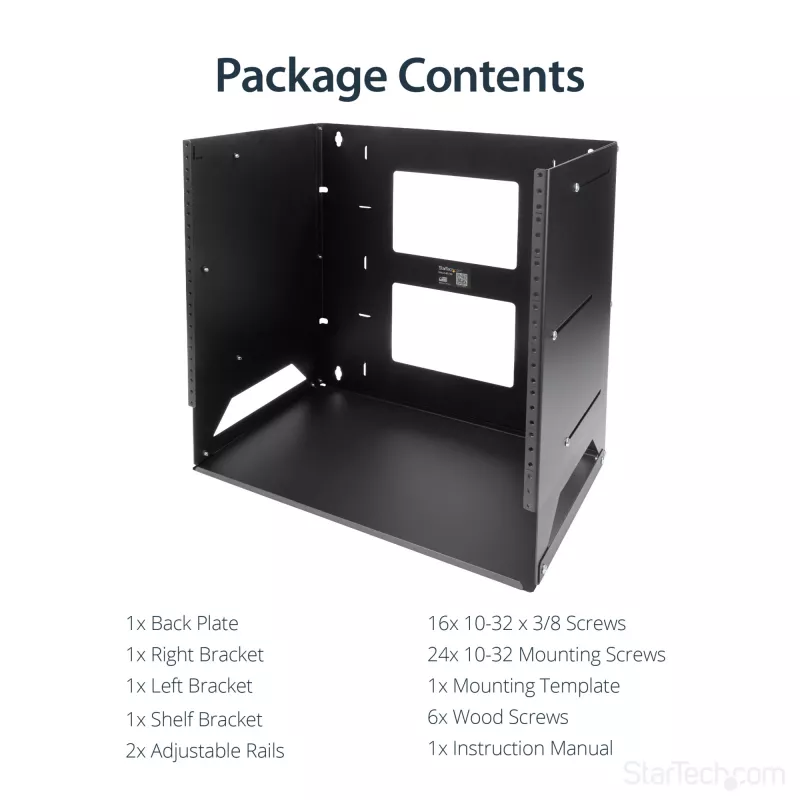 StarTech.com rack server a parete con ripiano integrato – acciaio massiccio – 8U