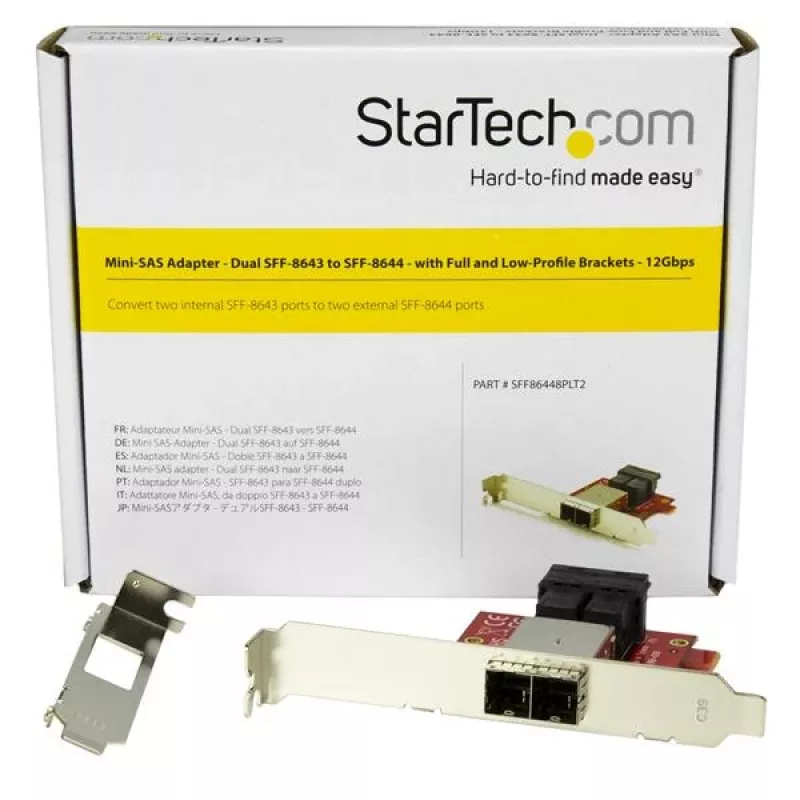 StarTech.com adattatore Mini-SAS – doppio SFF-8643 su SFF-8644 – con staffe full e low profile – 12 Gbit/s