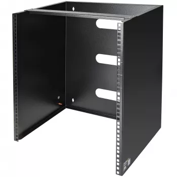StarTech.com rack di rete a parete 12U – profondità 14 pollici (profilo piatto) – supporto patch panel 19 pollici per server e dispositivi IT a profilo piatto, switch di rete – portata 125 lbs/57 kg, nero