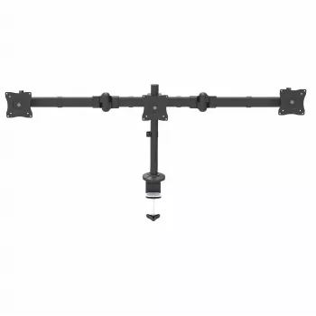 StarTech.com supporto da tavolo per tre monitor – supporto VESA ergonomico per 3 monitor fino a 27″ – montaggio su palo articolato e regolabile in altezza – funzione inclina/ruota/gira per schermo LCD/LED – morsetto da tavolo/passacavo da tavolo