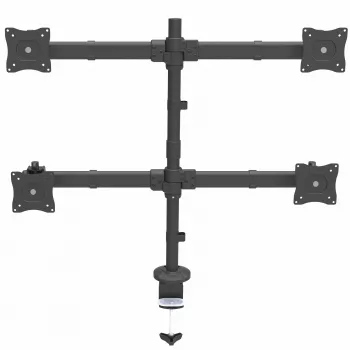 StarTech.com supporto da tavolo per quattro monitor – supporto VESA ergonomico per 4 monitor 2x2 fino a 27 pollici – montaggio su palo articolato e regolabile in altezza – funzione inclina/ruota/gira per schermo LCD/LED – morsetto da tavolo/passacavo