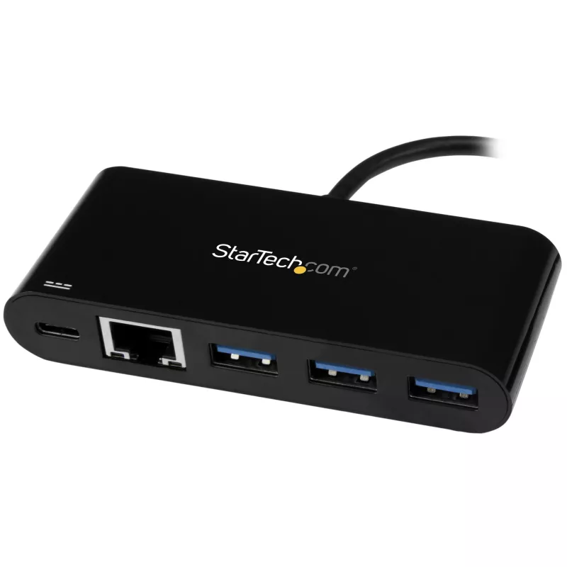 StarTech.com hub USB-C 3 porte con Gigabit Ethernet e 60 W Power Delivery passthrough per ricarica laptop – USB-C su 3x USB-A (USB 3.0 SuperSpeed 5 Gbit/s) – hub adattatore USB 3.1/3.2 Gen 1 Type-C