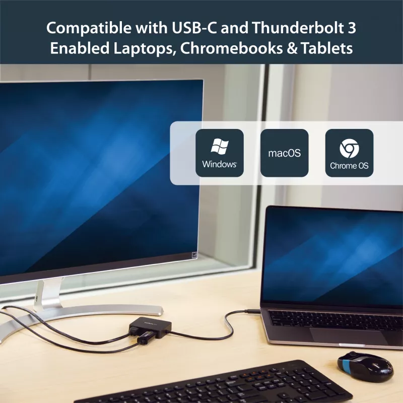 StarTech.com Adattatore multiporta USB-C – Mini dock USB-C portatile con video 4K-HDMI – Ethernet Gigabit, hub USB 3.0 (1x USB-A, 1x USB-C) – Adattatore multiporta USB Type-C – Compatibile Thunderbolt 3