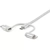 StarTech.com Cavo di ricarica multiplo USB da 1 m – USB a Micro-USB o USB-C o Lightning per iPhone/iPad/iPod/Android – certificato Apple MFi – caricabatterie USB 3-in-1 – intrecciato