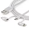 StarTech.com Cavo di ricarica multiplo USB da 1 m – USB a Micro-USB o USB-C o Lightning per iPhone/iPad/iPod/Android – certificato Apple MFi – caricabatterie USB 3-in-1 – intrecciato