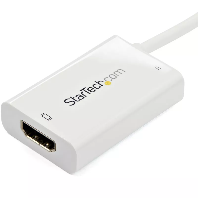 StarTech.com Adattatore USB-C a HDMI 2.0 con Power Delivery – convertitore video USB Type-C a HDMI 4K 60Hz – porta di ricarica passante PD 60W – compatibile Thunderbolt 3 – bianco