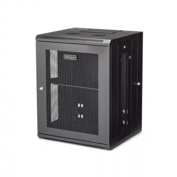StarTech.com Armadio di rete a parete 4 montanti 15U con ripiano 1U, armadio server a parete pieghevole 19 pollici per dispositivi dati/AV/elettronica/computer, case rack ventilato flessibile